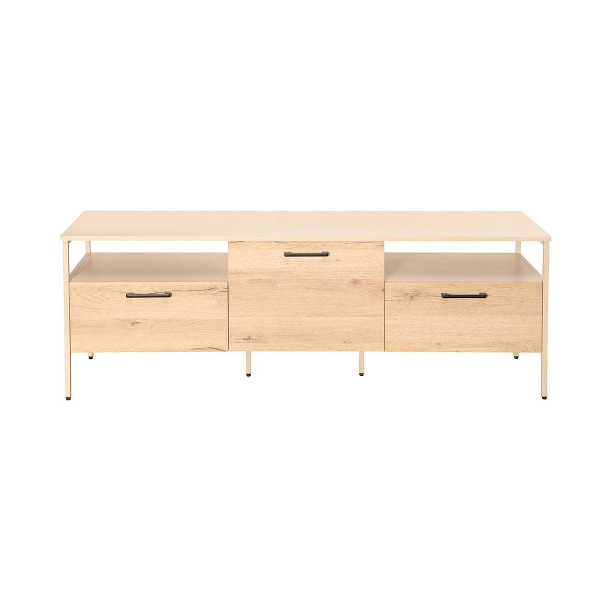 Everfurn Ellen TV Stand - Melamine - Powder-Coated Steel Frame - 2 Drawers - Storage Cabinet