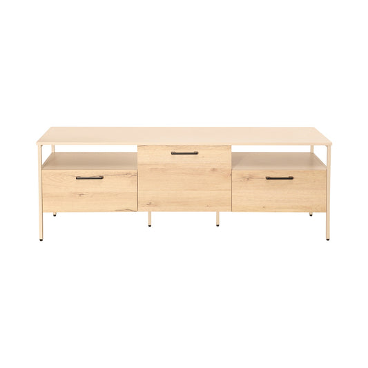 Everfurn Ellen TV Stand - Melamine - Powder-Coated Steel Frame - 2 Drawers - Storage Cabinet