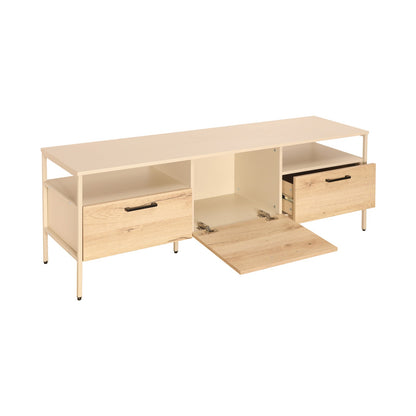 Everfurn Ellen TV Stand - Melamine - Powder-Coated Steel Frame - 2 Drawers - Storage Cabinet