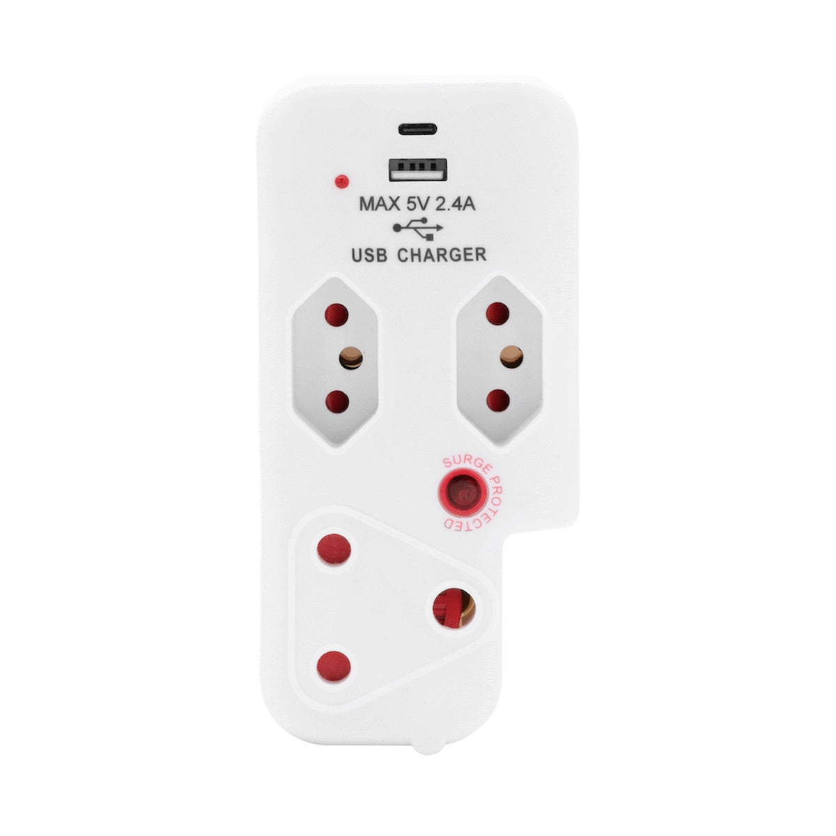 Ellies 3 Way Surge Adaptor with Type C + USB - WT