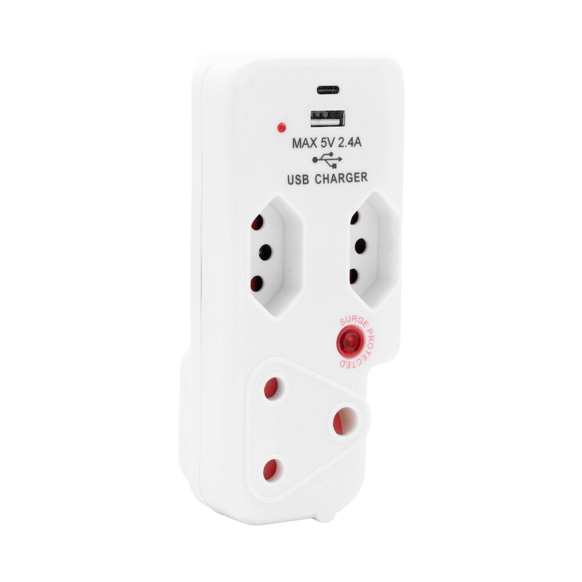 Ellies 3 Way Surge Adaptor with Type C + USB - WT