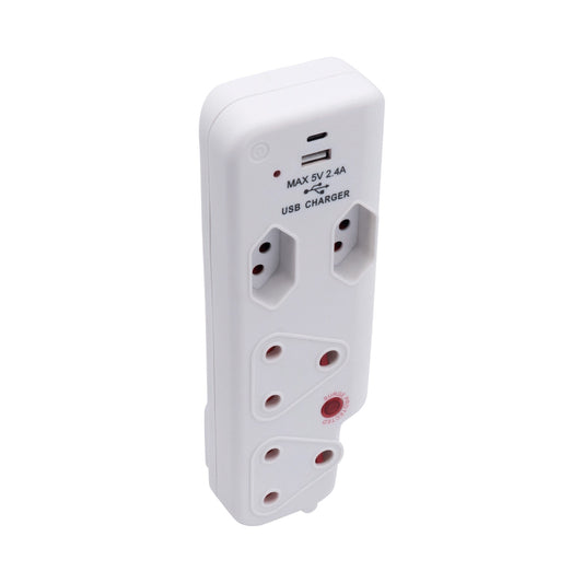Ellies  4 Way Surge adaptor with type C + USB - WT