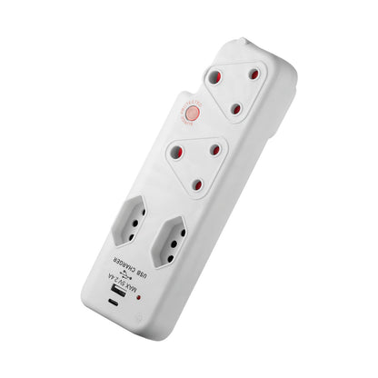 Ellies  4 Way Surge adaptor with type C + USB - WT