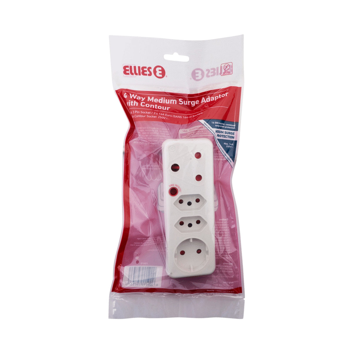 Ellies 4-Way Surge Adaptor with Schuko - WT