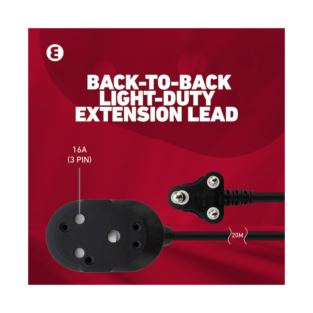 Ellies Back-to-Back Heavy-Duty Extension Lead - 20m