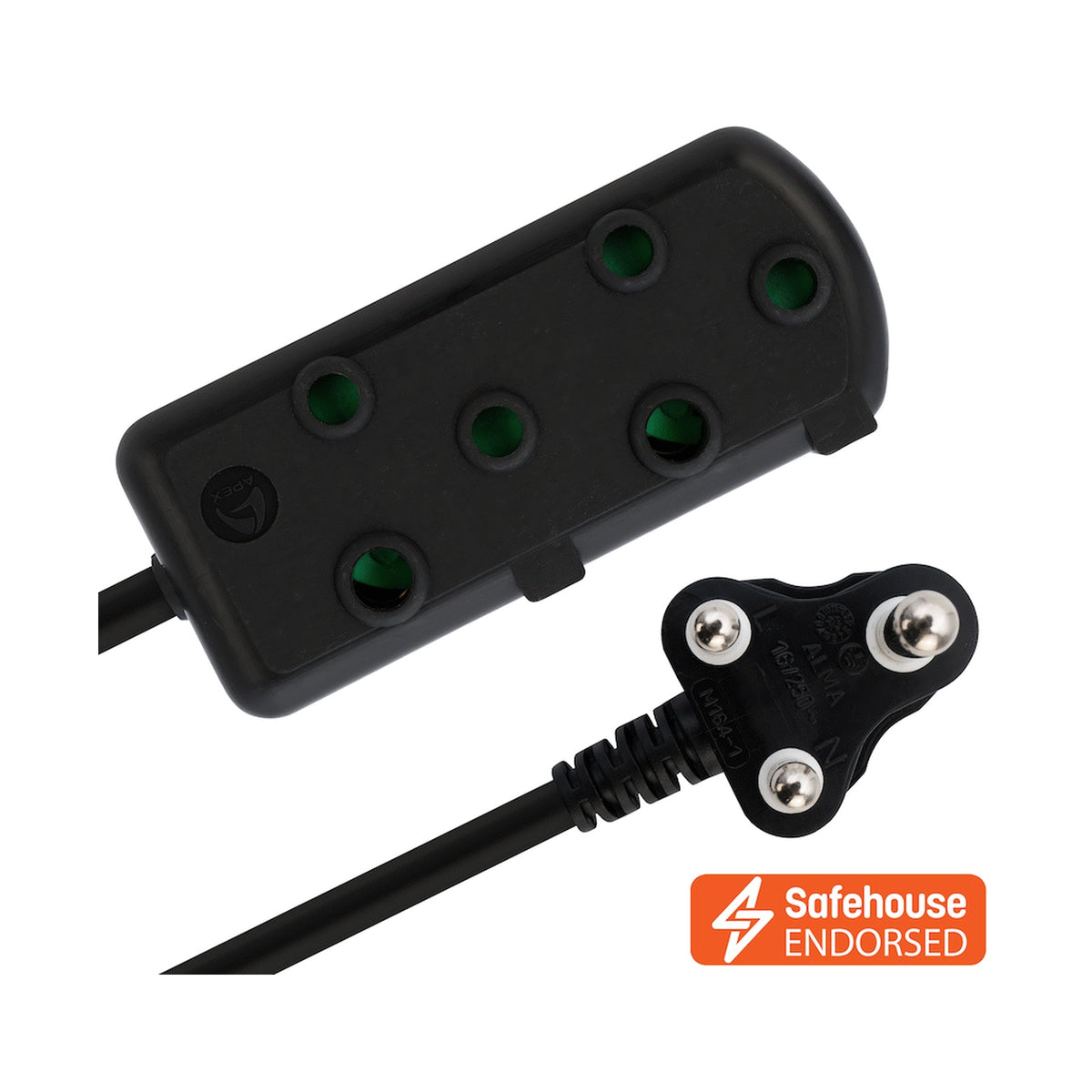 Ellies Side-by-Side Light-Duty Extension Lead - 3m - Black