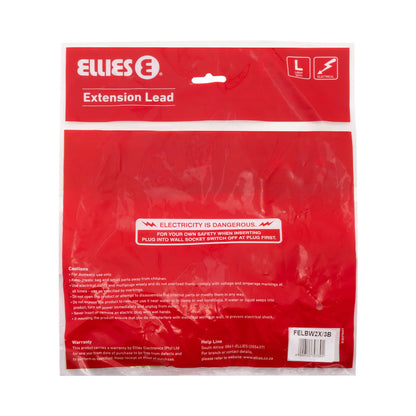 Ellies Side-by-Side Light-Duty Extension Lead - 3m - Black