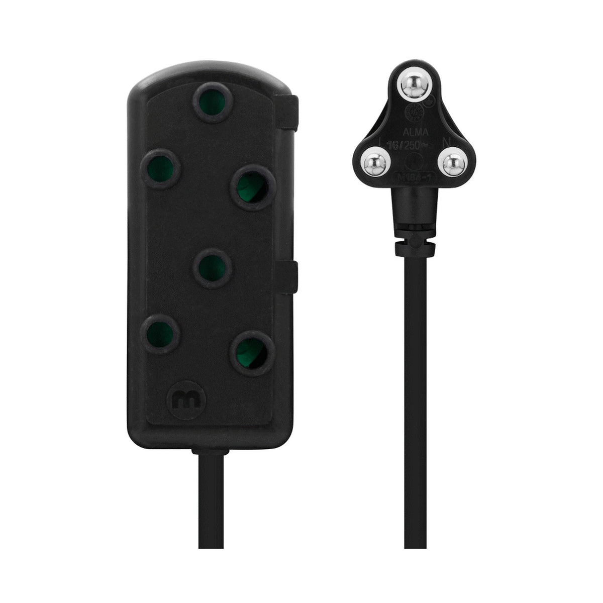 Ellies Side-by-Side Light-Duty Extension Lead - 3m - Black