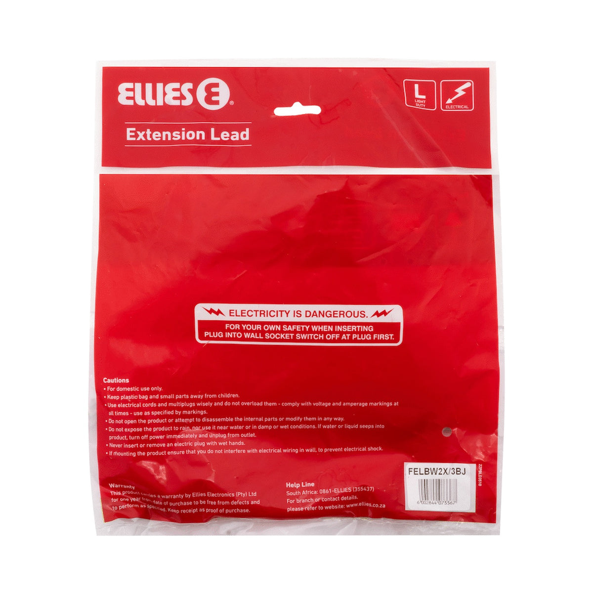 Ellies Back-to-Back Light-Duty Extension Lead - 3m