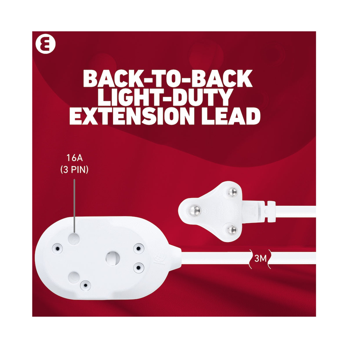 Ellies Back-to-Back Light-Duty Extension Lead - 3m