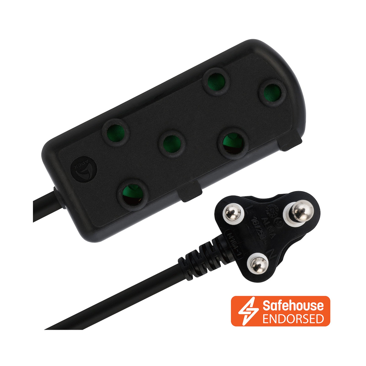 Ellies Side by Side Light Duty Extension Lead - 5m - Black