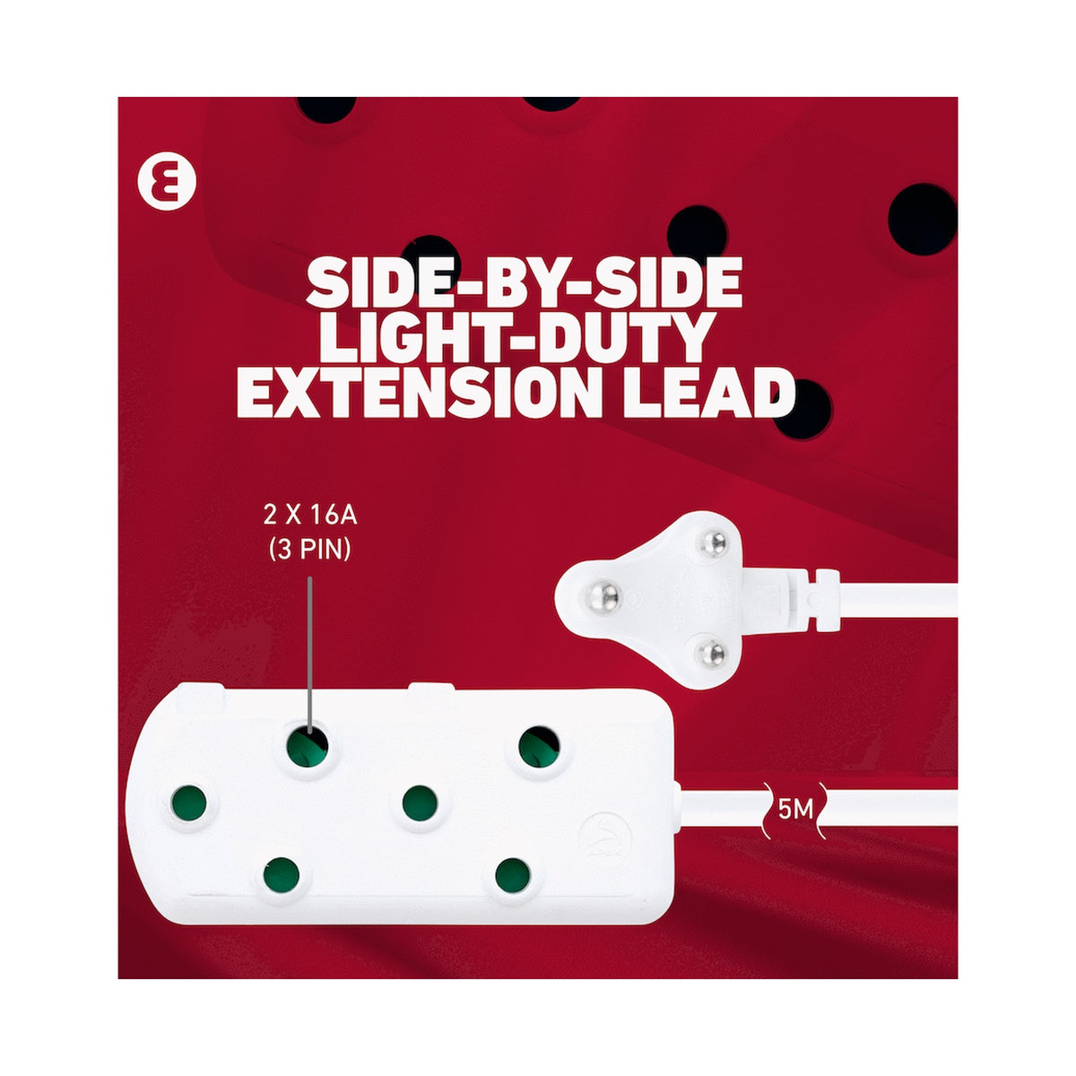 Ellies Side-by-Side Light Duty Extension Lead - 5m