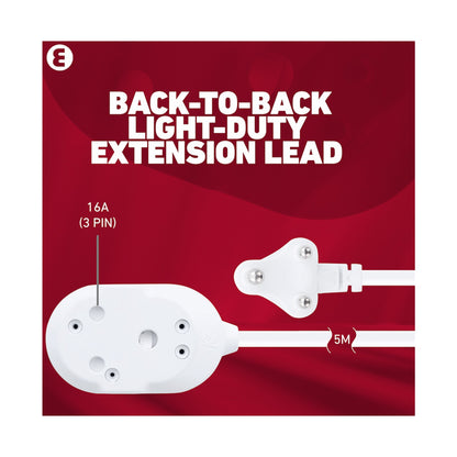 Ellies Back to Back Light Duty Extension Lead-5M