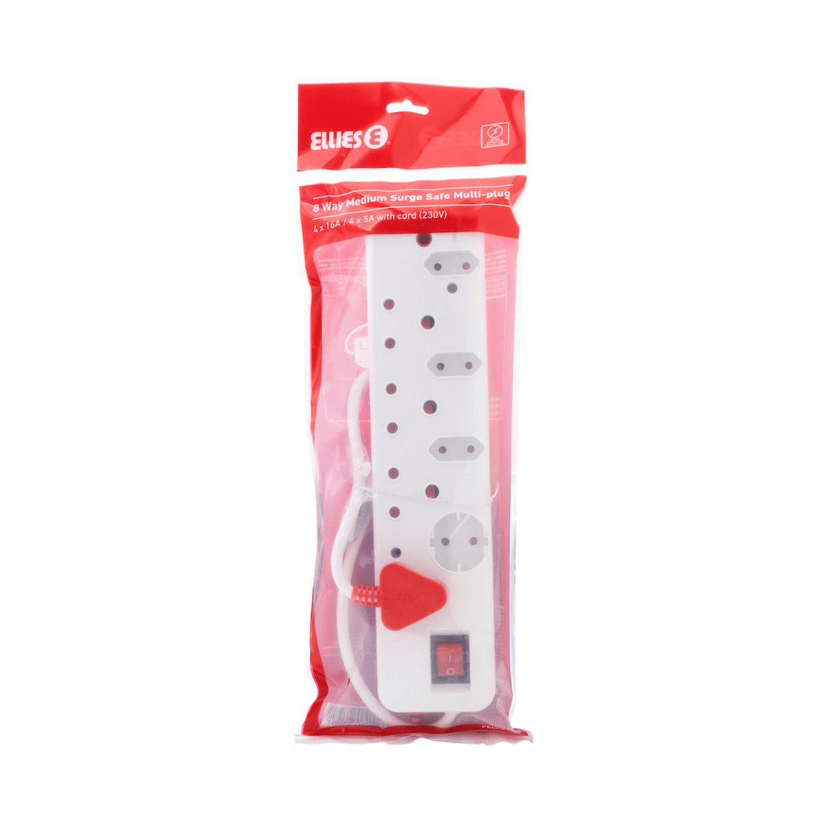 Ellies 8-Way Surge Multiplug 0.5m - WT