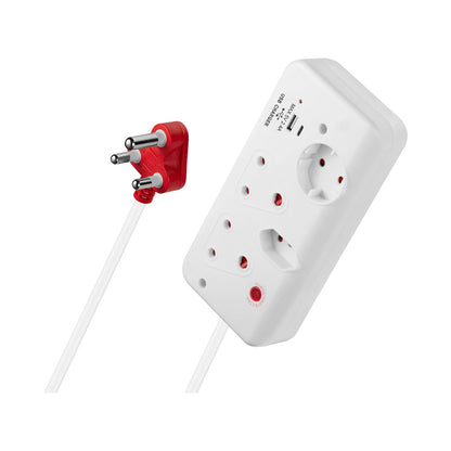Ellies 4-Way Surge Multiplug with USB-A+USB-C 0.5m - WT