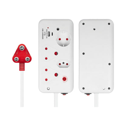 Ellies 4-Way Surge Multiplug with USB-A+USB-C 0.5m - WT