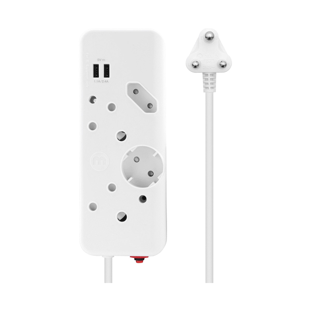 Ellies 4-Way Multiplug - 2 x USB 2.4a - 0.4m