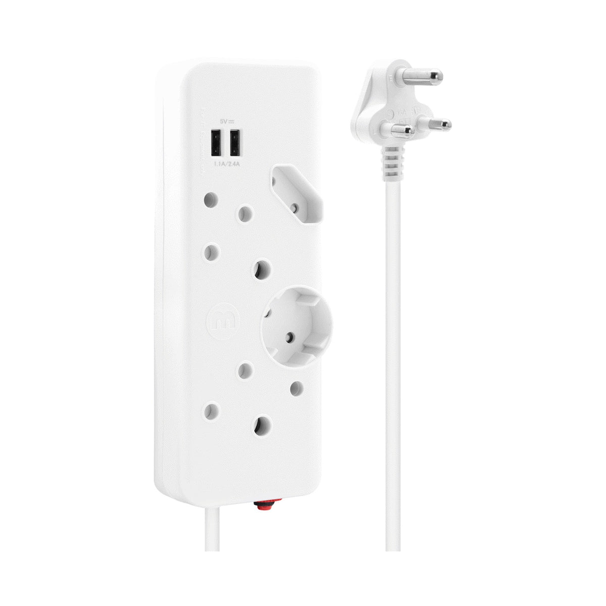 Ellies 4-Way Multiplug - 2 x USB 2.4a - 0.4m
