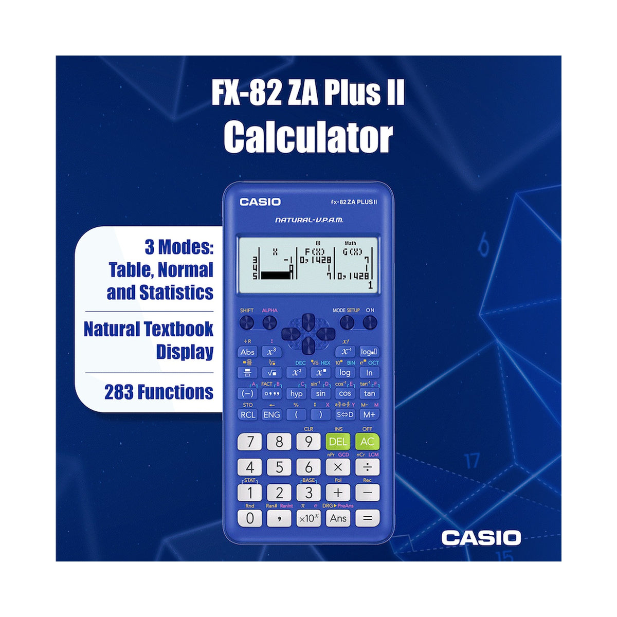 Casio FX-82 ZA Plus II Calculator - Blue