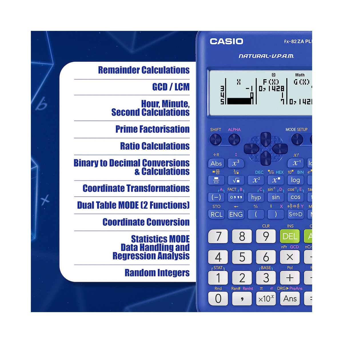 Casio FX-82 ZA Plus II Calculator - Blue