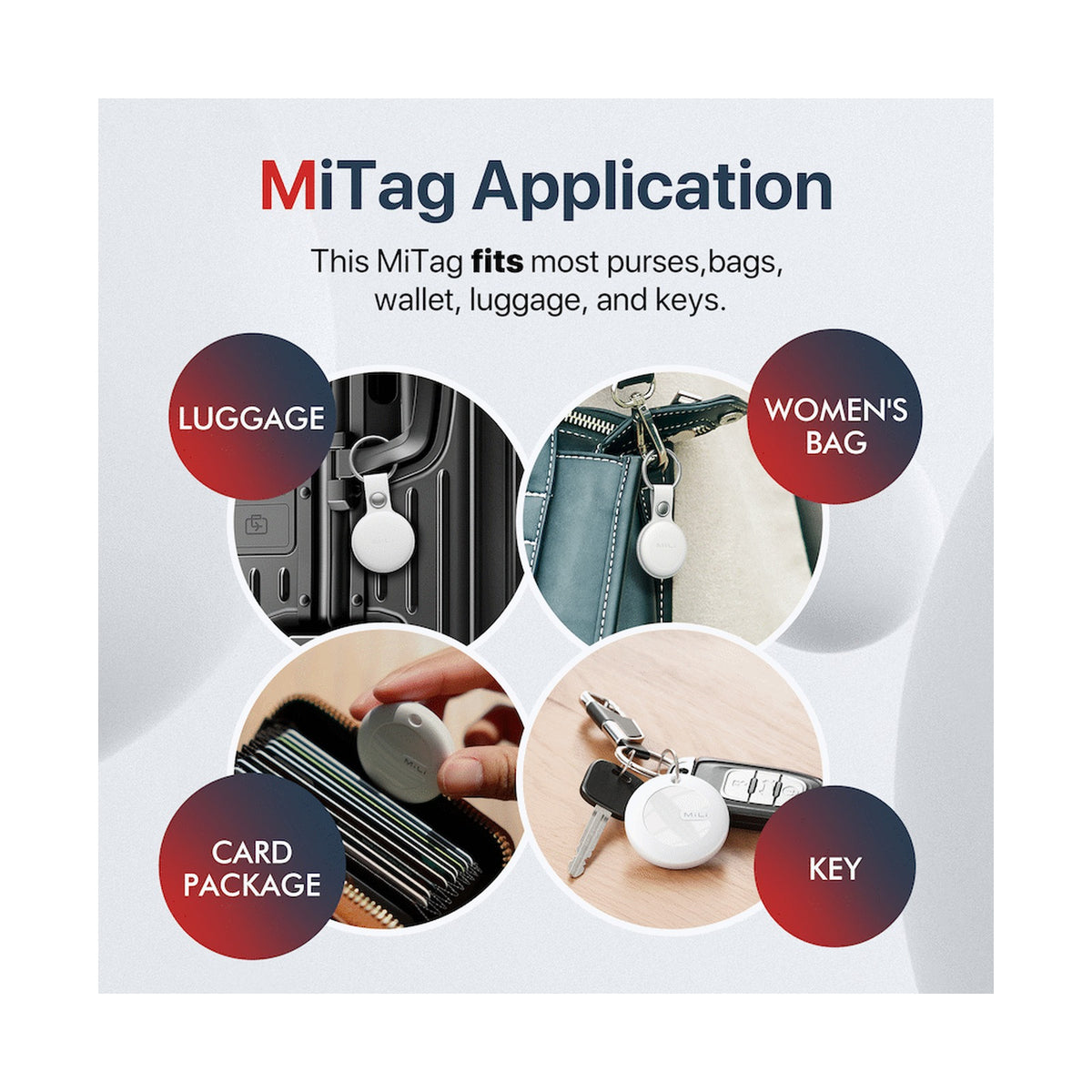 MiTag Apple-Compatible Tag with Leather Keychain Accessory - 1 Pack