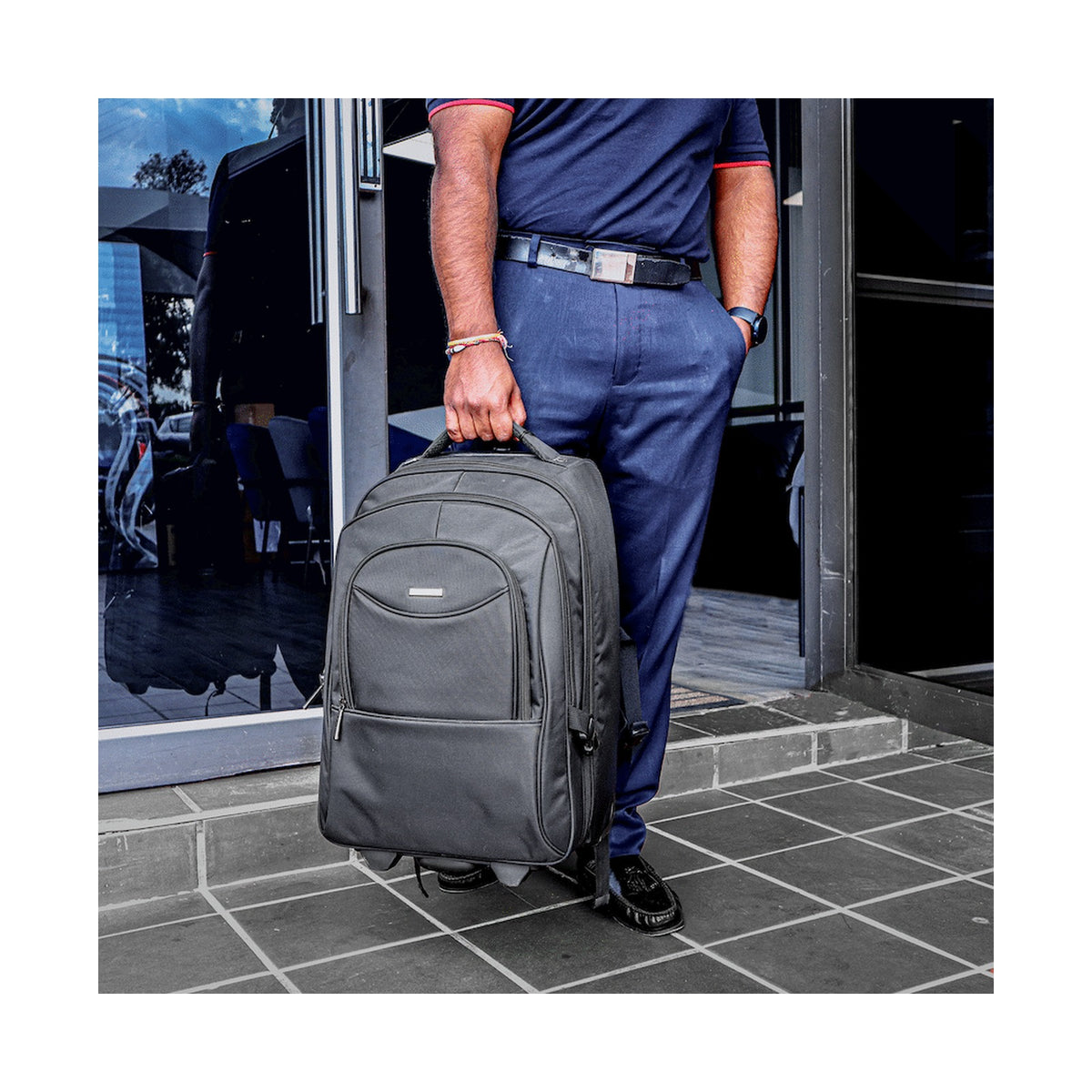 Kingsons Prime 15.6" Laptop Trolley Backpack - Black