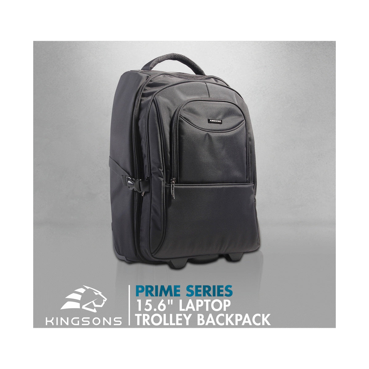 Kingsons Prime 15.6" Laptop Trolley Backpack - Black