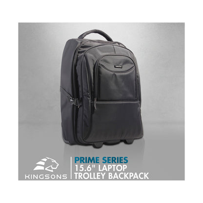 Kingsons Prime 15.6" Laptop Trolley Backpack - Black