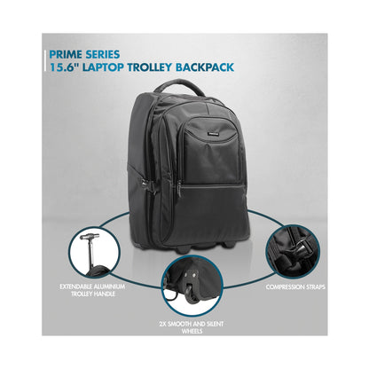 Kingsons Prime 15.6" Laptop Trolley Backpack - Black