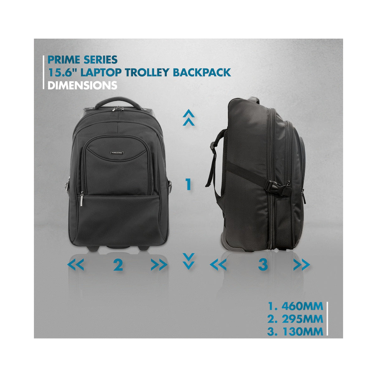 Kingsons Prime 15.6" Laptop Trolley Backpack - Black