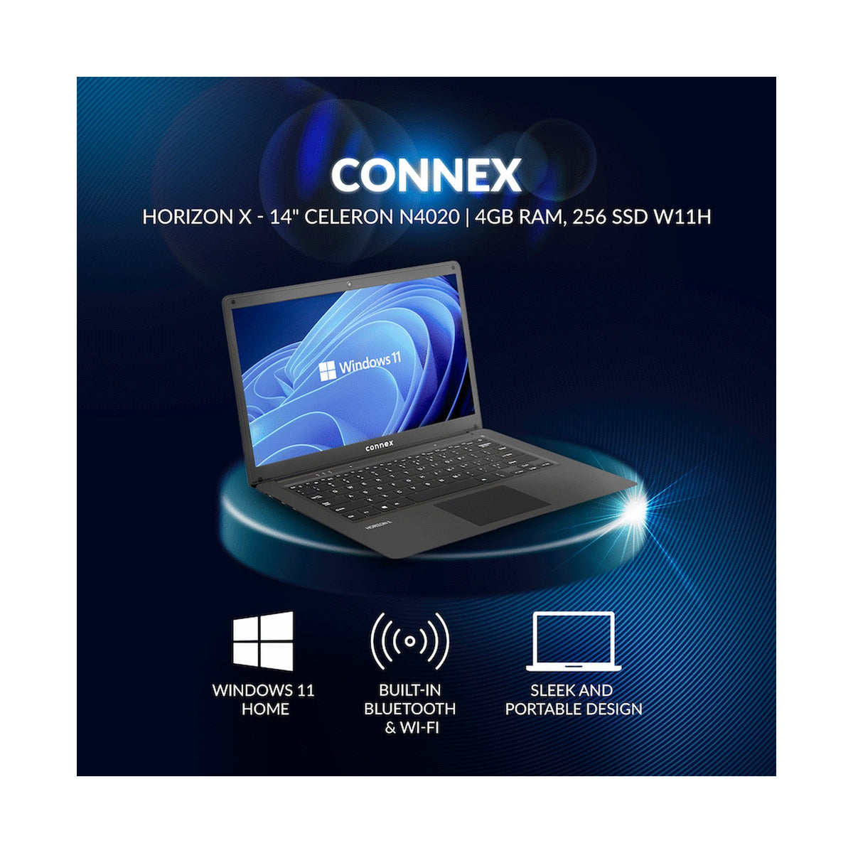 Horizon X Laptop- Connex 14" Celeron N4020 4/256 SSD W11H - BK