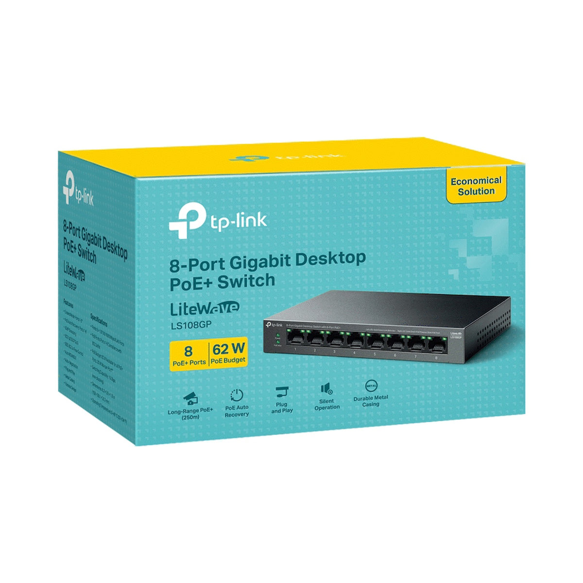 TP-Link LS108GP 8-Port Gigabit Desktop Switch with 8-Port PoE+