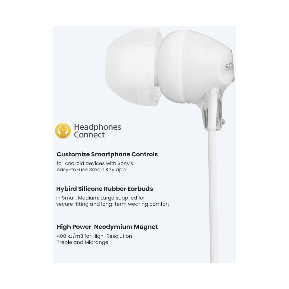Sony MDR-EX15AP (White) InEar Earphone with Mic for iPhone - Android - Blackberry