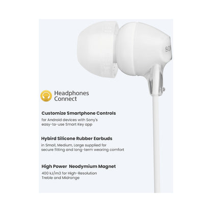 Sony MDR-EX15AP (White) InEar Earphone with Mic for iPhone - Android - Blackberry