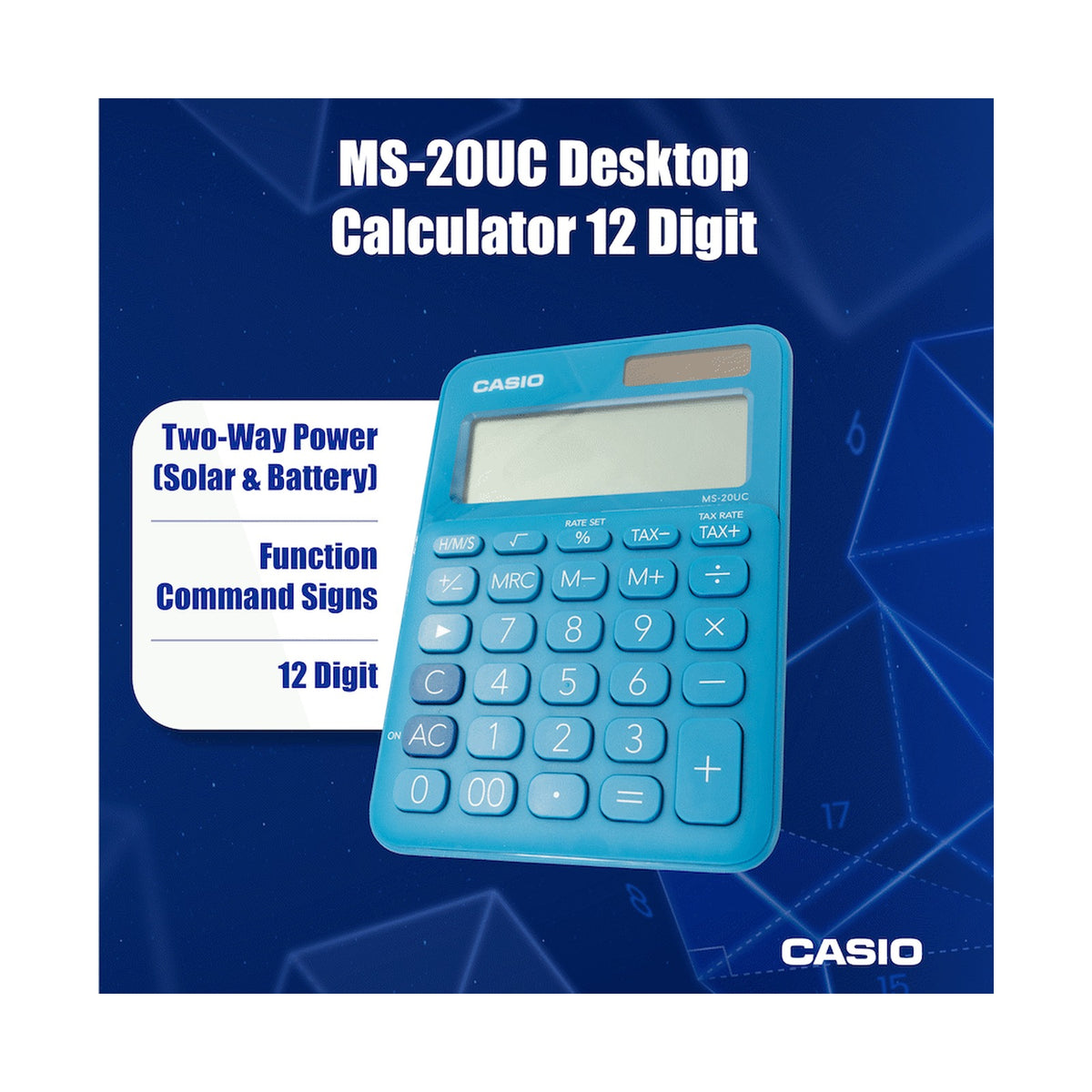 Casio MS-20UC - Desktop calculator 12 Digit - Blue