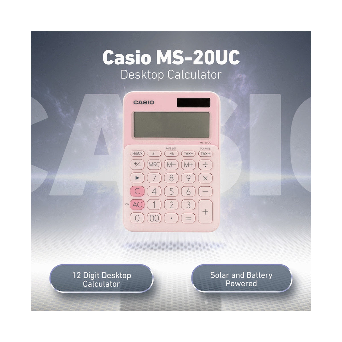 Casio MS-20UC - Desktop Calculator - 12-Digit - Pink