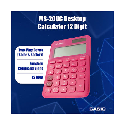 Casio MS-20UC - Desktop calculator 12 Digit - Red
