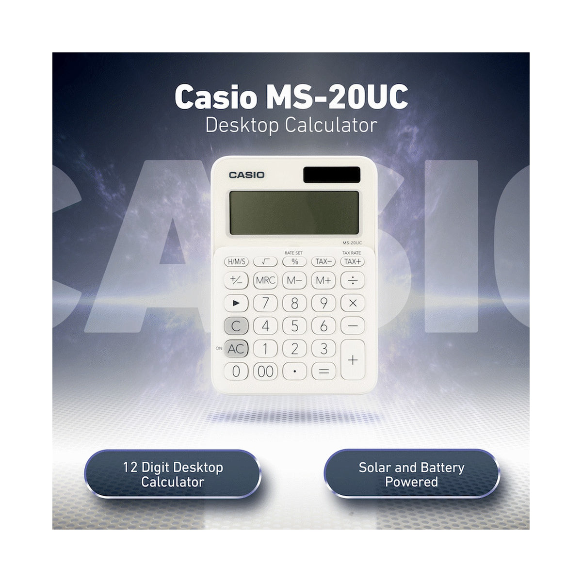 Casio MS-20UC - Desktop calculator 12 Digit - White