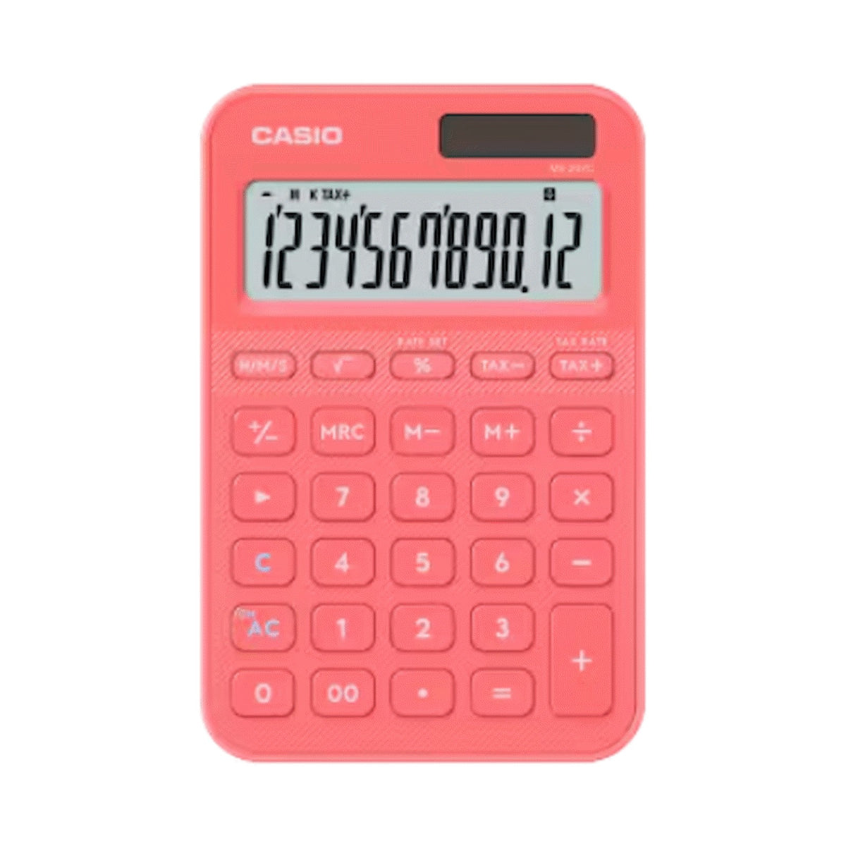 Casio MS-20YC 12 Digit Desk Calculator Coral