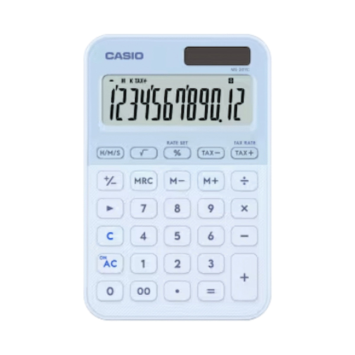 Casio MS-20YC-LB 12 Digit Desk Calculator Light Blue