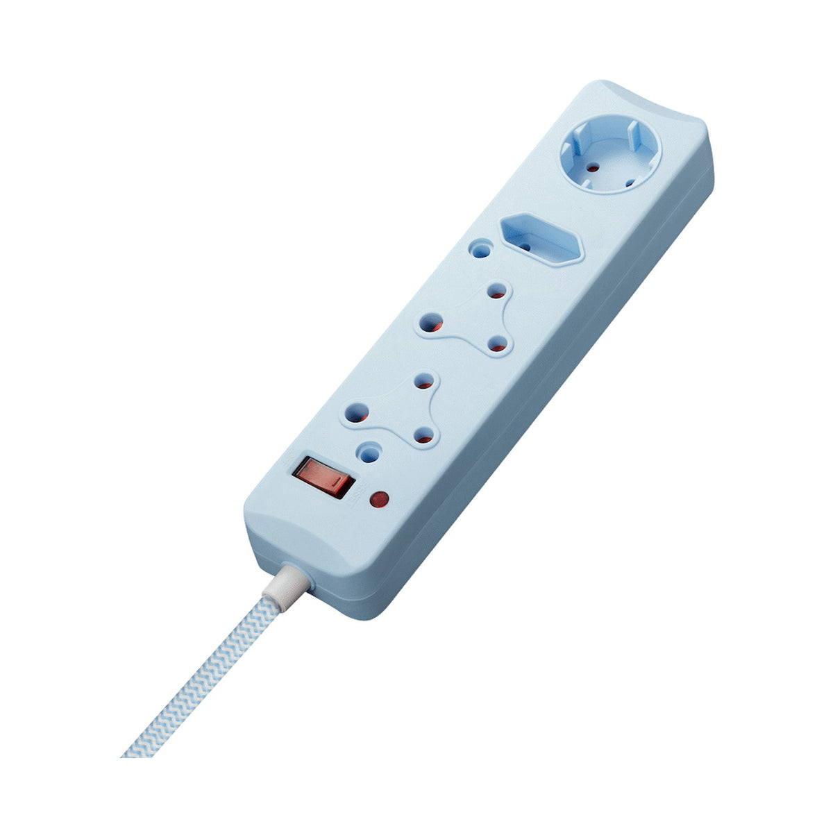SWITCHED 4 Way Medium Surge Protected Multiplug 0.5M Braided Cord Blue