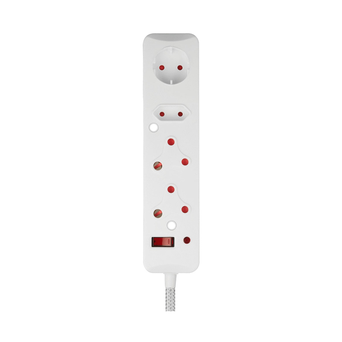 SWITCHED 4 Way Medium Surge Protected Multiplug 0.5M Braided Cord White