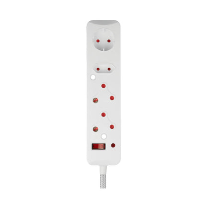 SWITCHED 4 Way Medium Surge Protected Multiplug 0.5M Braided Cord White