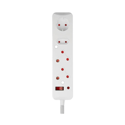 SWITCHED 4 Way Medium Surge Protected Multiplug 0.5M Braided Cord White
