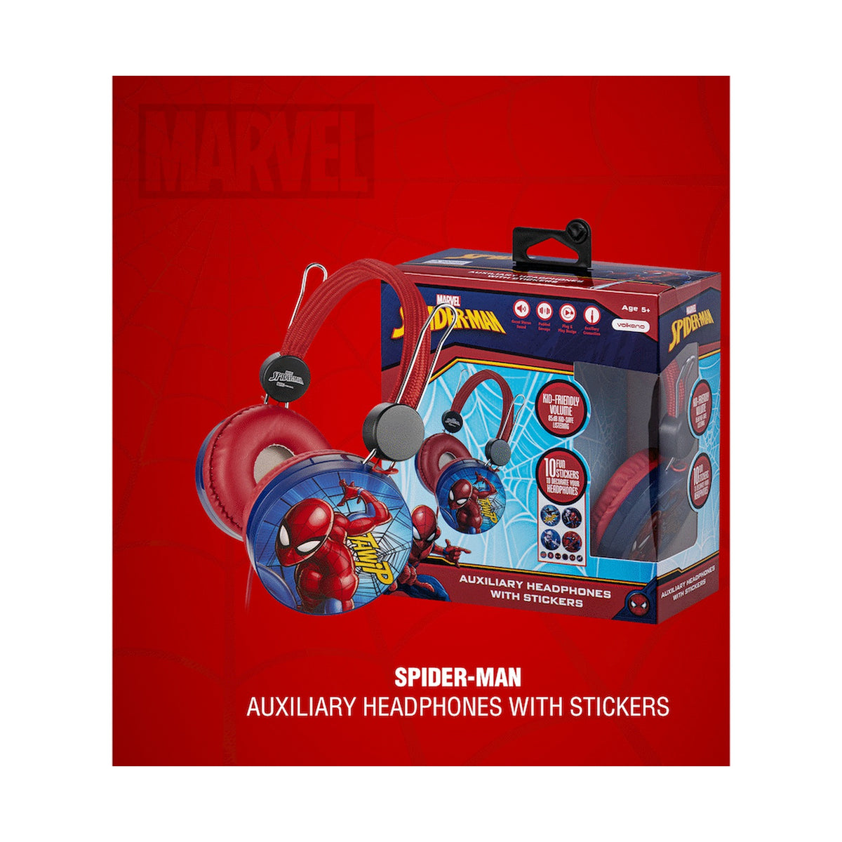 Marvel Spider-Man Auxiliary Headphone with Stickers