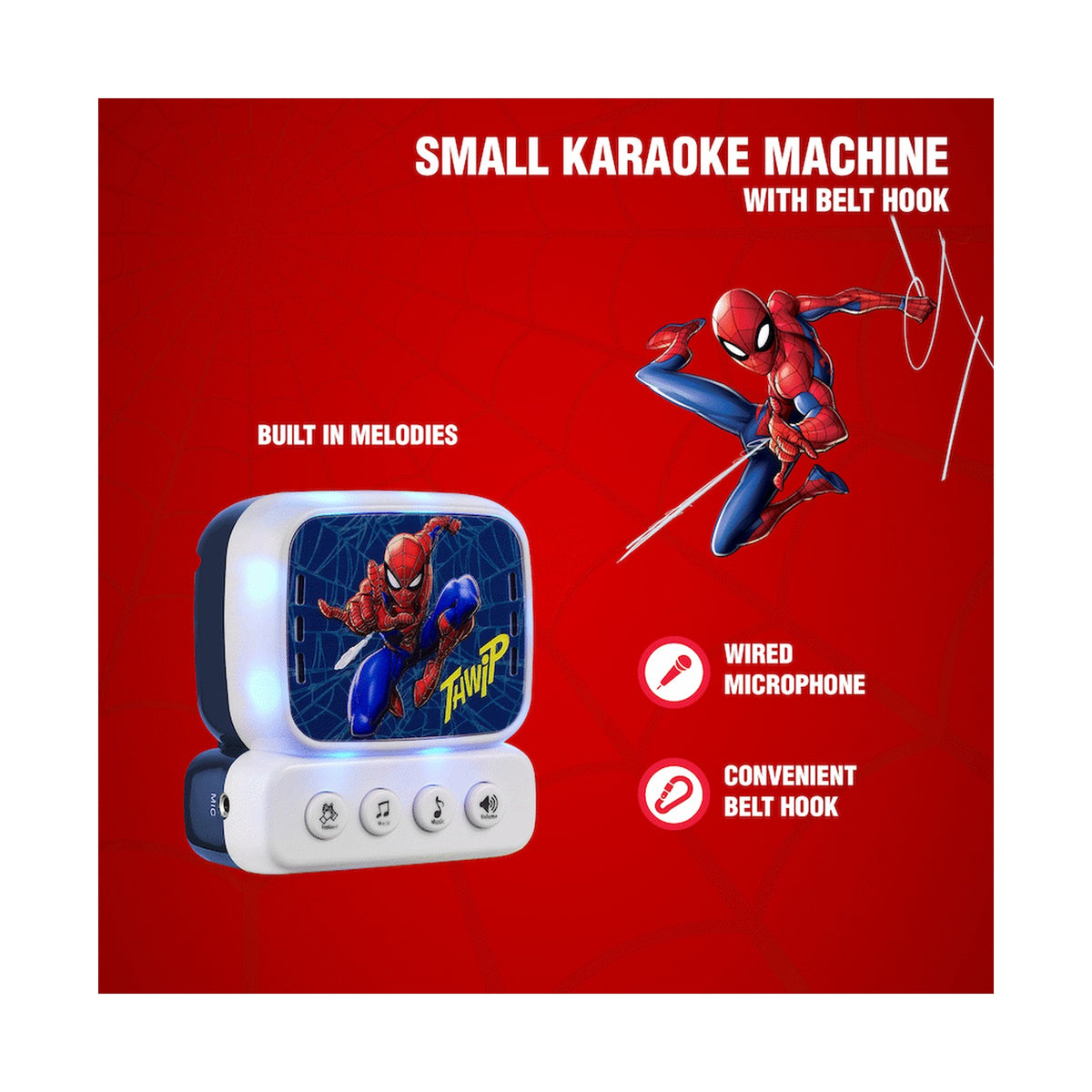 Marvel Spider-Man Mini Karaoke Machine With Belt Hook