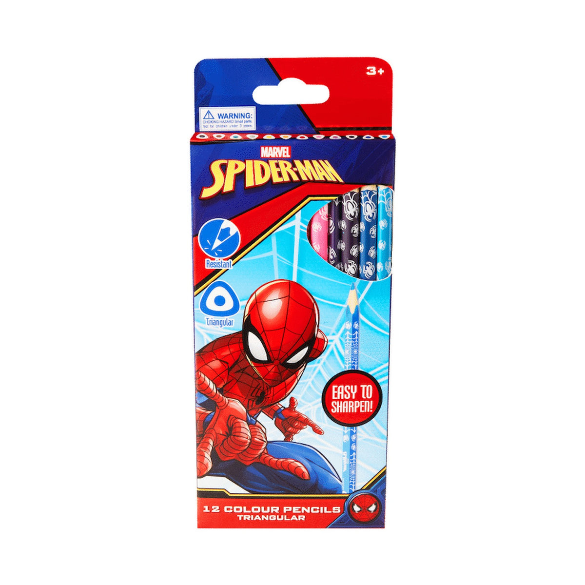 Spiderman 12 Colour Pencils Triangular Multi