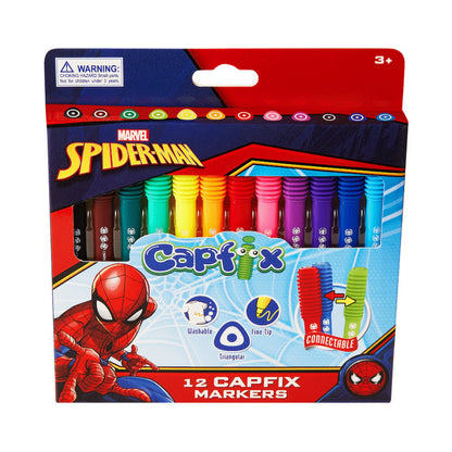 Spiderman 12 Capfix Connectable Fibre Markers Multi