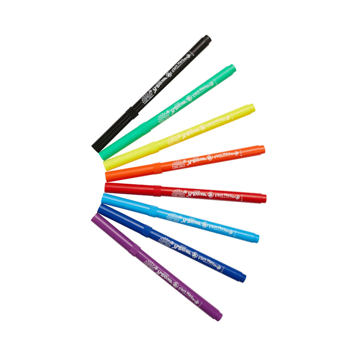 Spiderman 8 Primary Colour Fibre Markers Multi