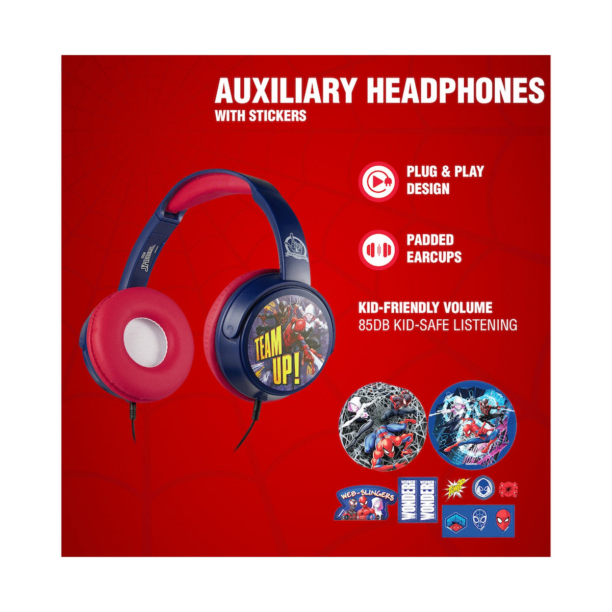 Marvel Spider-Man Wired Headphones with Stickers